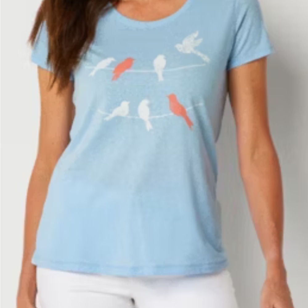 St John’s Bay short sleeve crew neck tee bird themed Woman’s size 4X - Picture 7 of 9